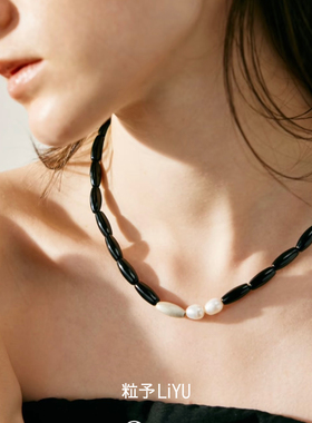 Dare买手店 粒予LIYU 夜海珠光项链黑玛瑙原创设计首饰天然石小众