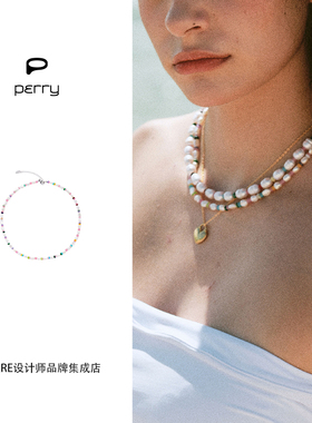 DARE买手店 PERRY 热气球珍珠项链天然石串珠链饰品首饰小众原创