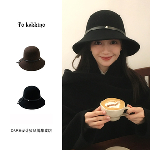 Dare买手店 tokokkino正品钟形帽渔夫帽百搭羊毛秋冬时尚新款帽子