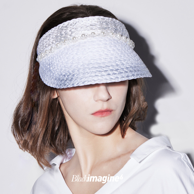 Dare买手店 blackimagine6 渐变银珍珠空顶草帽原创度假旅游遮阳