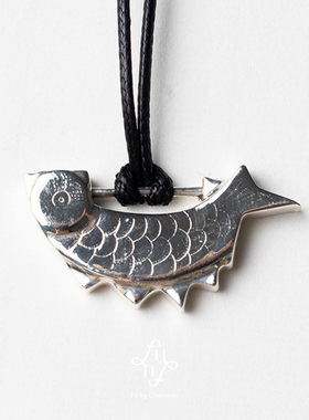 Dare买手店 fu by chenxuan银色鱼形锁骨链925银复古精致中式首饰