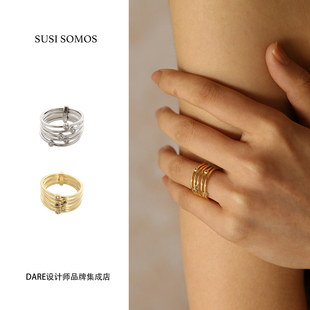 Dare买手店 susi somos 罗马环戒指5号925银水晶原创设计饰品首饰
