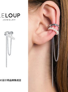 DARE买手店 LeLoup 弥漫珍珠耳夹短流苏小众原创饰品耳饰耳环