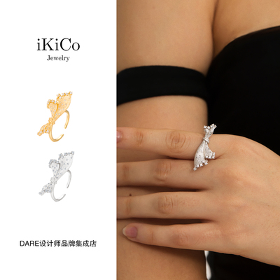 Dare买手店 ikico 蝴蝶结戒指925银原创设计复古精致可爱通勤饰品