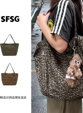 Dare买手店 SFSG 正品 豹纹印花单肩包复古手提包百搭通勤大包包