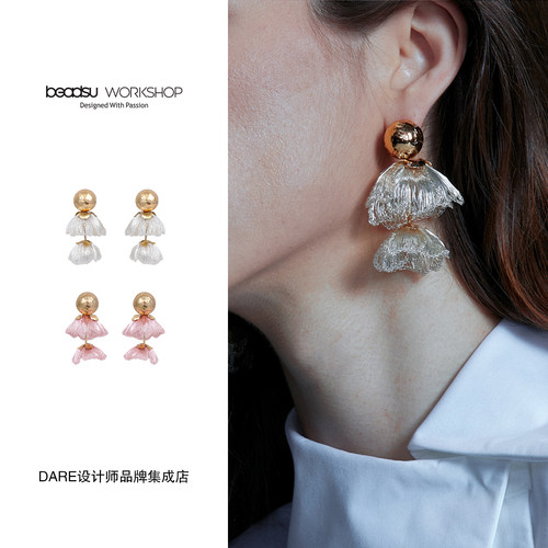 Dare买手店 beadsu workshop【植物志】双层杜英花耳环复古原创女