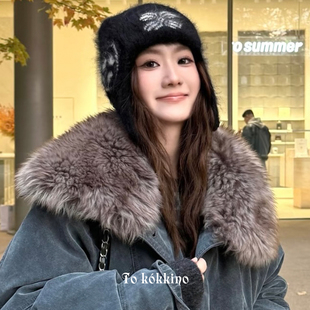 Dare买手店 tokokkino正品 羊绒长毛护耳帽滑雪原创保暖帽子小众