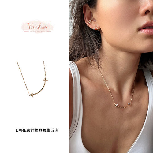 windsor杠铃项链小众锁骨链