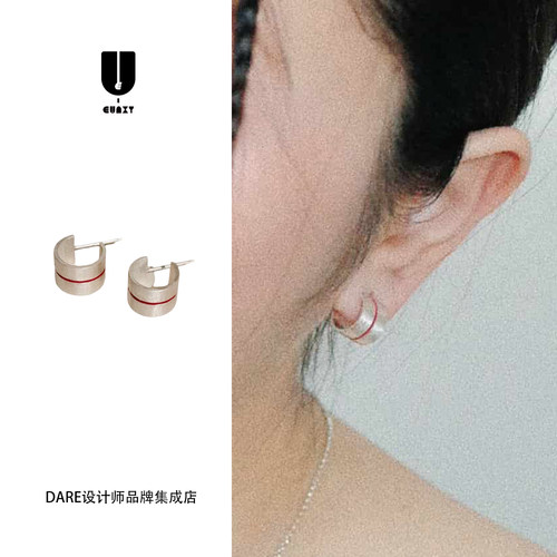 Dare买手店 Eunxy 环绕线宽版耳钉925银复古精致小众耳环百搭通勤