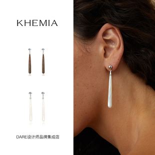 白贝母长款 Dare买手店 正品 khemia 泪滴耳钉耳环小众原创饰品首饰