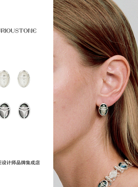 Dare买手店 qurioustone 圣甲虫贝母耳钉原创设计925银复古耳环女