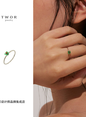 Dare买手店 TWOR正品 翡翠小糕点戒指925银小巧精致复古首饰叠戴
