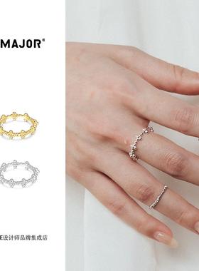 Dare买手店 T.MAJOR抽象山茱萸多花百搭细戒原创暗黑复古纯银首饰