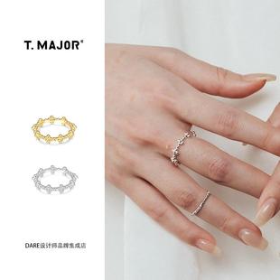 Dare买手店 T.MAJOR抽象山茱萸多花百搭细戒原创暗黑复古纯银首饰