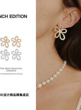 Dare买手店 INCH EDITION 蕾丝大花耳环花朵镂空复古饰品首饰原创