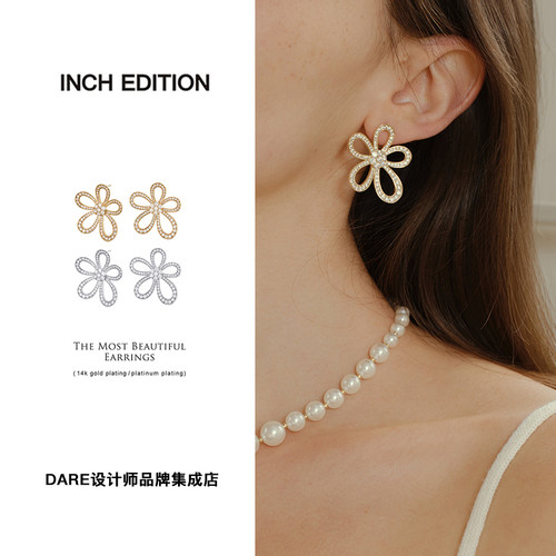 inchedition蕾丝花朵耳环耳饰