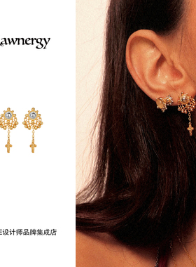 Dare买手店 rawnergy 低语中的十字灵动耳饰流苏宫廷复古耳环小众