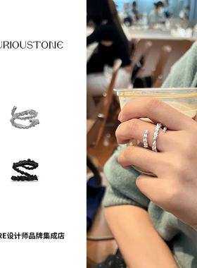 Dare买手店 qurioustone蛇骨双圈戒指纯银暗黑风肌理纹理手工饰品