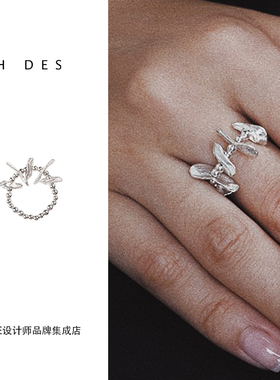 DARE买手店 HDES 纯银贝壳形状弹力戒指女个性时尚原创碎银设计感