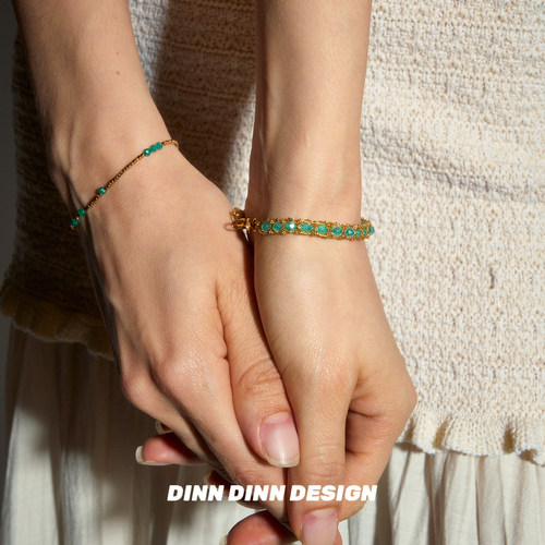 Dare买手店DINN DINN DESIGN绿色珠珠纯手工编织细版手链度假风女