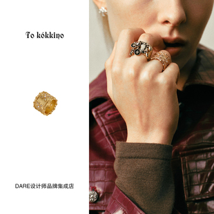 周震南同款 Tokokkino 蕾丝四面蝴蝶结戒指原创设计高级饰品首饰