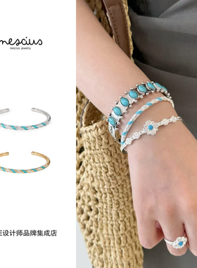 Dare买手店 nescius 螺纹滴胶手镯复古做旧原创设计银色首饰百搭