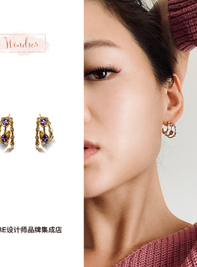 Dare买手店 LHwindsor温莎珠宝薰衣草耳环紫色简单气质ol饰品首饰