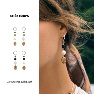 CHEZ LOOPS绿洲浅滩沙粒耳环天然石原创设计饰品首饰高级百搭耳饰