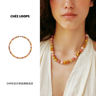 CHEZ 玫瑰在野串珠项链虎眼石原创设计高级气质饰品首饰 LOOPS