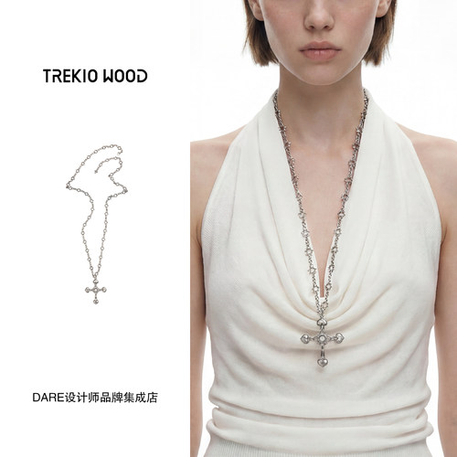 Dare买手店 trekiowood 十字架项链中古做旧拜占庭复古高级长链女