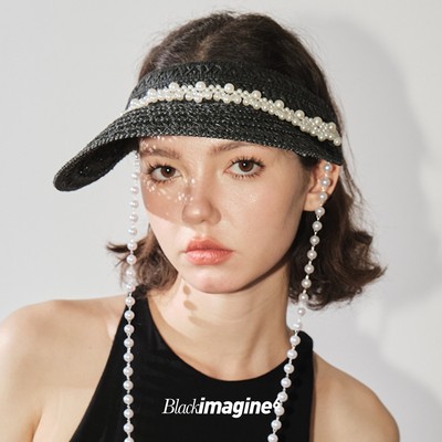 Dare买手店 blackimagine6 珍珠编织草编空顶帽度假系列防晒遮阳