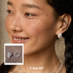 Dare买手店T.MAJOR曼环流光半环耳环花朵复古原创925银饰品首饰女