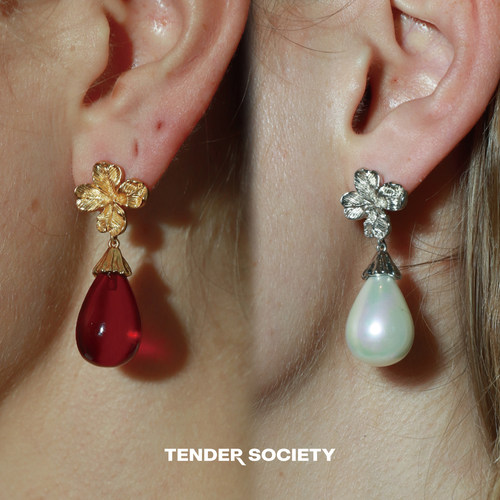 Dare买手店Tender society四叶草水滴耳环复古原创设计首饰耳饰女