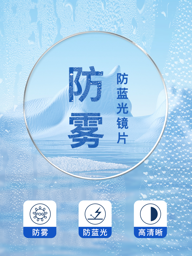 防雾近视眼镜镜片配1.67非球面防蓝光高清超薄冬季防哈气防起雾气