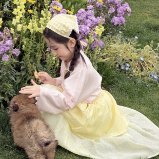 「拾花酿春」2026新款明制交领立体花朵春季女童舒适汉服三件套