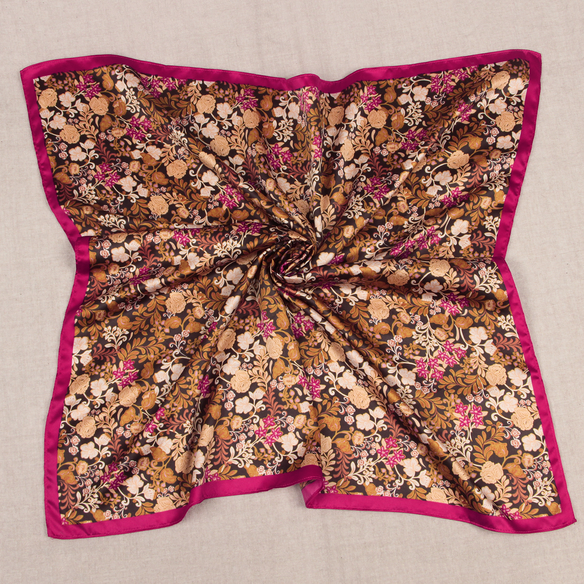 植物花朵仿真丝印花73CM方巾丝巾