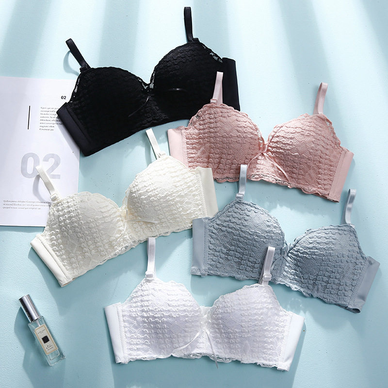 无钢圈美背内衣套装性感聚拢收副乳少女文胸蝴蝶结舒适文胸套装