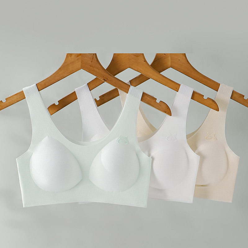 透气薄款固定杯小胸聚拢舒适背心文胸无钢圈软支撑少女背心式内衣