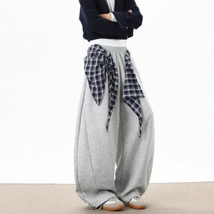 运动休闲弯刀裤 长裤 子 hiphop屁帘冬季 格子潮牌重磅街舞高街男卫裤