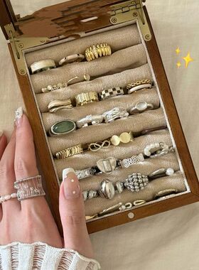 气质字母锆石贝母食指H戒戒指女电镀小众真金开口高级感时尚手饰