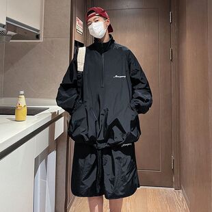 一套美式穿半冰丝拉链夏季男外套搭冲锋衣搭配薄款防晒衣酷帅套装