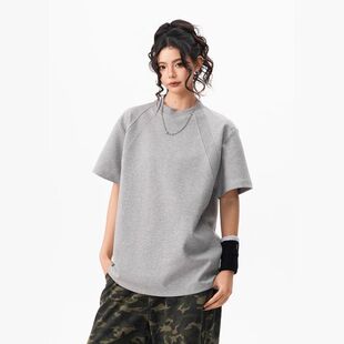 空气层男女新款宽松T恤短袖太空棉2026上衣boxy重磅运动短款夏季