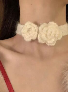 小众颈链女花朵高级感秋冬甜美