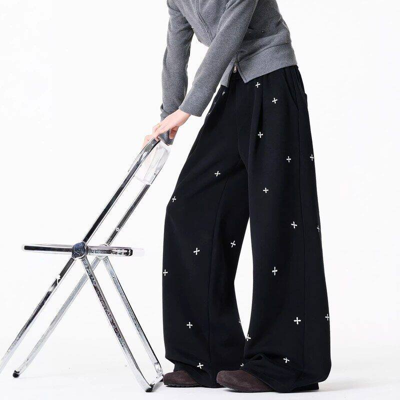 复古满长裤宽松感2026春季新款休闲印卫裤美式十字架大码男女慵懒
