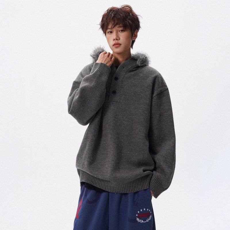 外套冬季毛领针织衫慵懒连帽套头风大高街复古老钱毛衣休闲男重磅,男装,针织衫/毛衣,淘宝优惠券,粉丝福利购,淘宝优惠卷