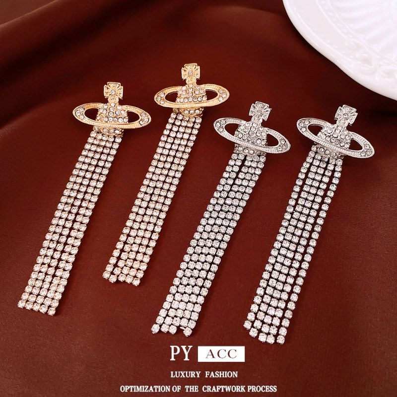 土星夸张复古设计银针轻奢耳环