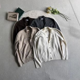 男女毛衣灰色半c棕色羊毛混纺百搭秋冬季leanfit开衫高领花纱老钱