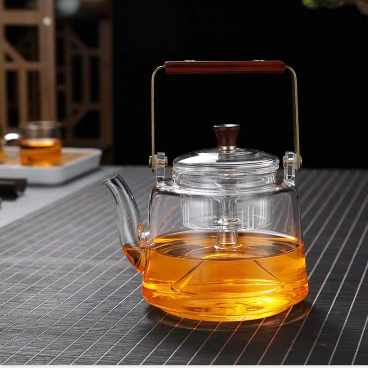 斌能达提梁蒸汽煮茶壶日式玻璃蒸茶壶茶具家用大容量煮水果花茶壶