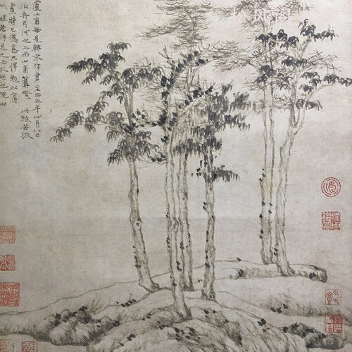 倪瓒六君子复古真迹水墨微喷国画