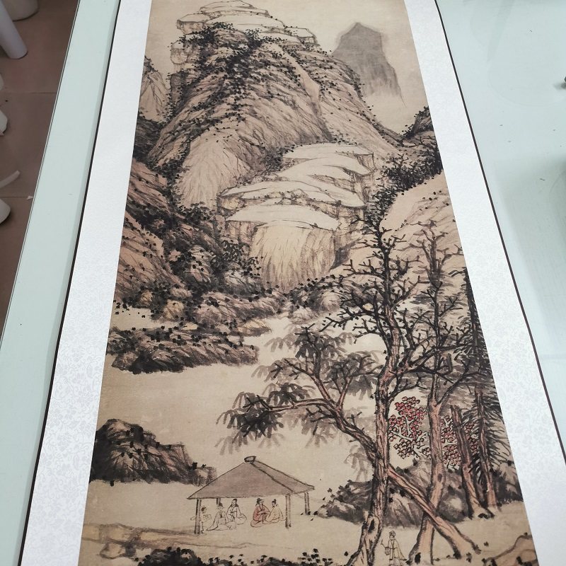 沈周魏园雅集图复古书画山水国画真迹高清微喷仿古挂画卷轴装饰画